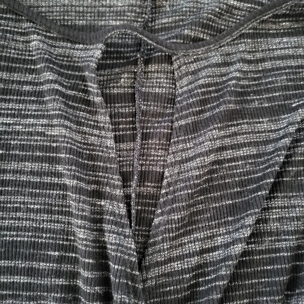 Express Keyhole Cut-out Bishop Sleeve Microstriped Sweater Size Small